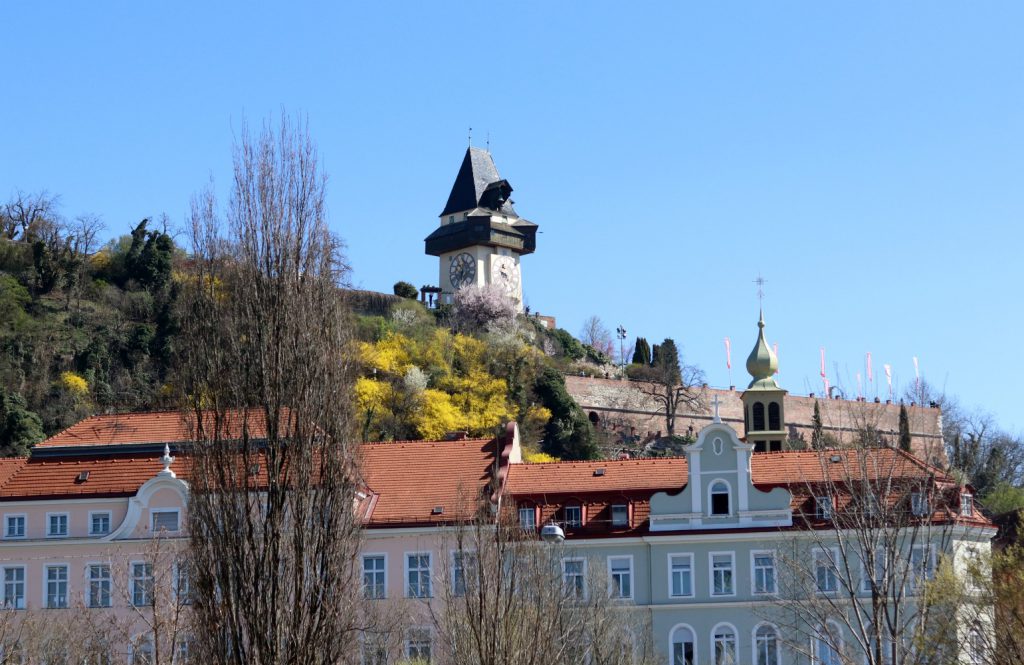 Graz Sicht auf Schlossberg Uhrturm