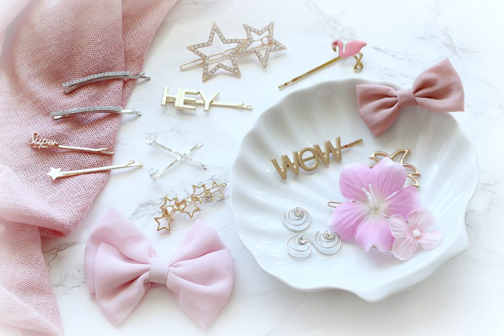 Hair Pins Hairstyle Haarspangen Perlen Strass Masche Sterne WOW HEY Schriftzug Buchstaben