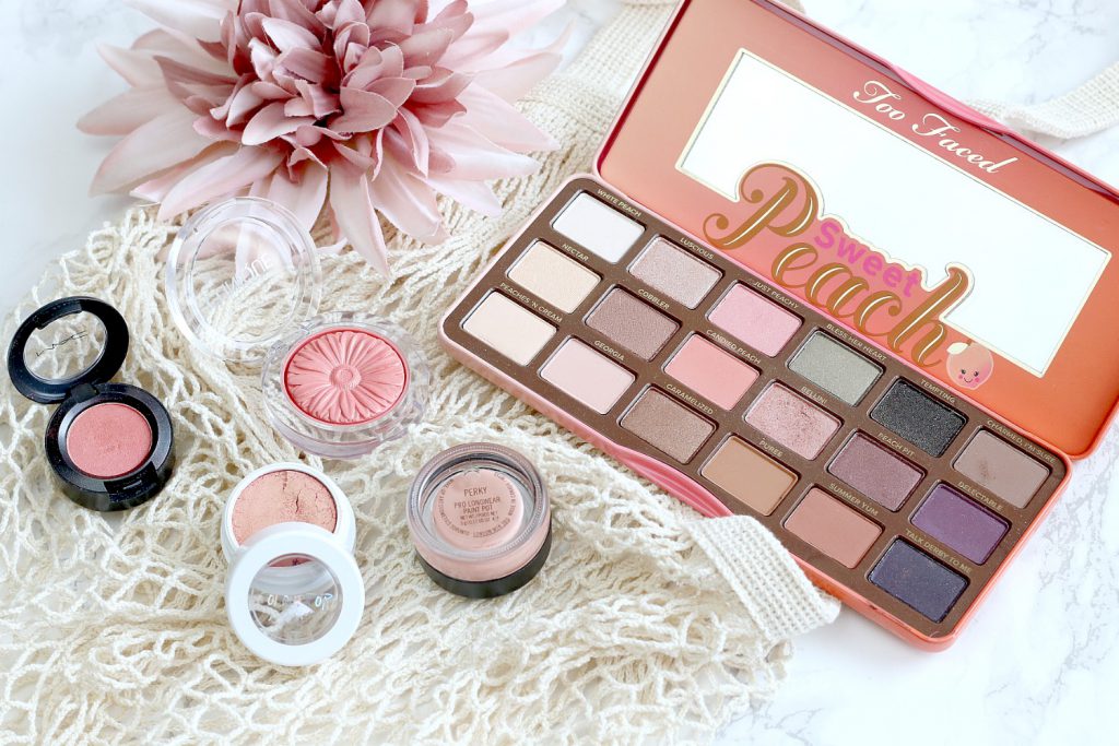 too faced peach palette clinique ginger pop mac paintpot perky colorpop living coral make up